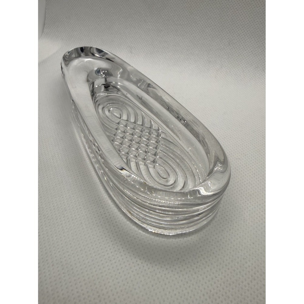 Vintage Dansk Ashtray Lead Crystal Clear Glass Oblong MCM 5.75L x 2"W Heavy
